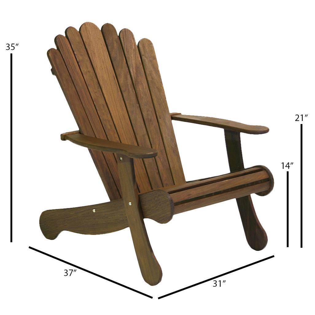 Jensen Outdoor Heritage Ipe Wood Adirondack Chair - Dimension Image Jensen Outdoor Heritage Ipe Wood Adirondack Chair - Dimension Image
