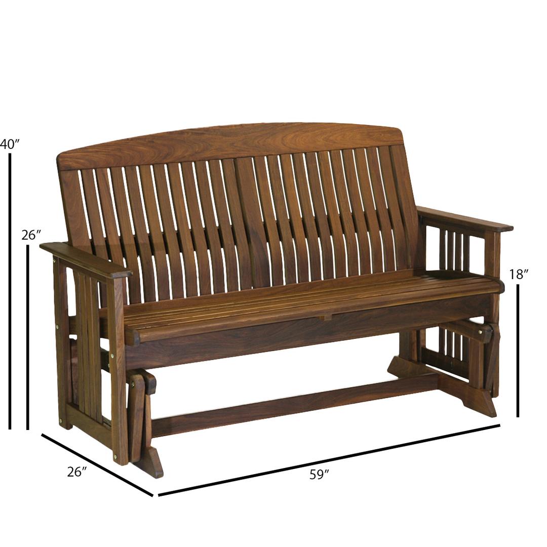 Jensen Outdoor Heritage Lincoln 59" Ipe Wood Glider Bench - Dimension Image Jensen Outdoor Heritage Lincoln 59" Ipe Wood Glider Bench - Dimension Image