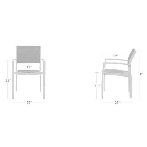 DecoScape Fusion Stacking Sling Dining Armchair - Dims DecoScape Fusion Stacking Sling Dining Armchair - Dims